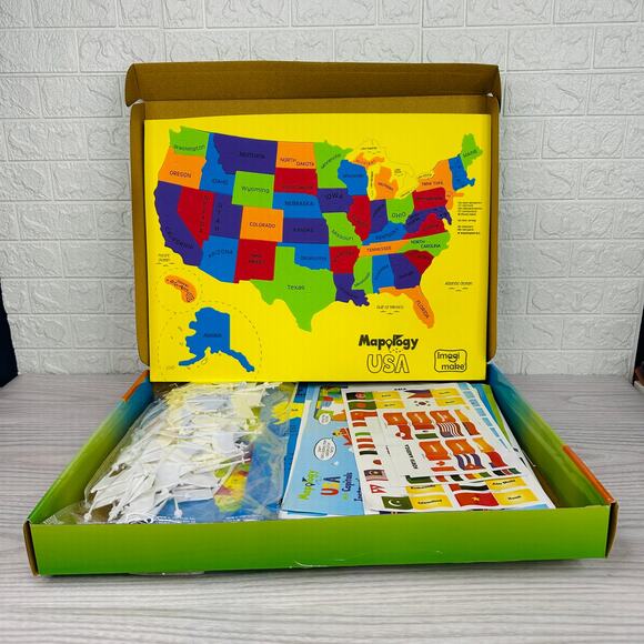 Imagimake Mapology World & USA Puzzle Set Flags Capitals Foam Frames Educational - Picture 1 of 13